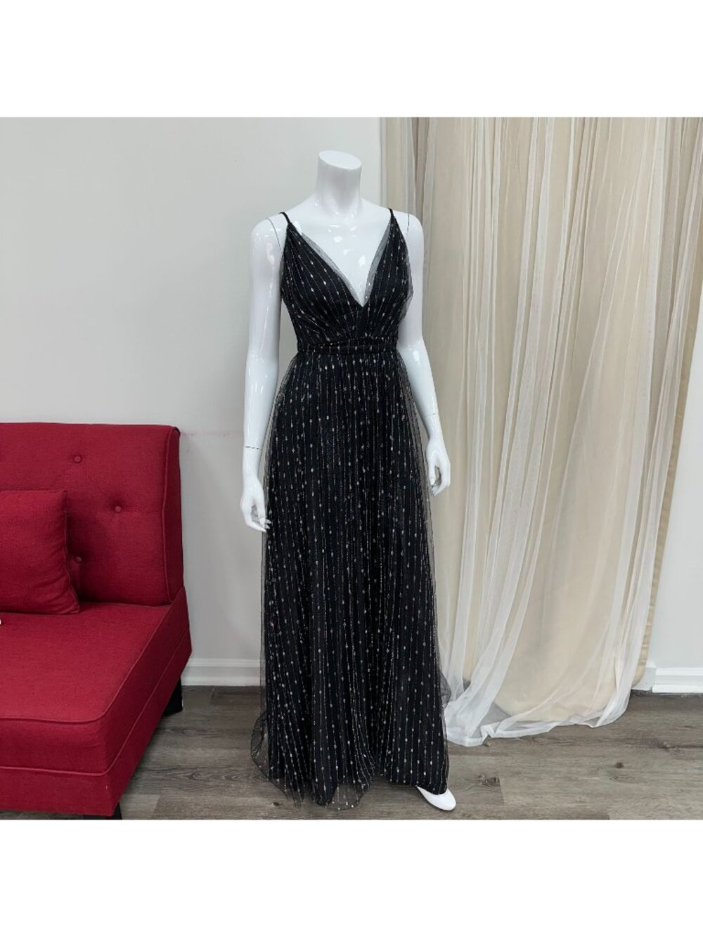 Small Black Silver A-line Tulle Wedding Guest Dress